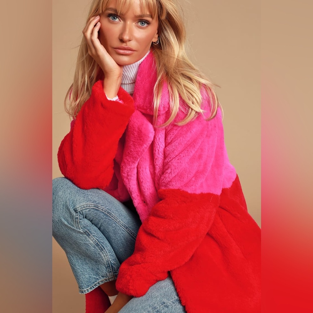 Vibrant Pink and Red Women's Coat